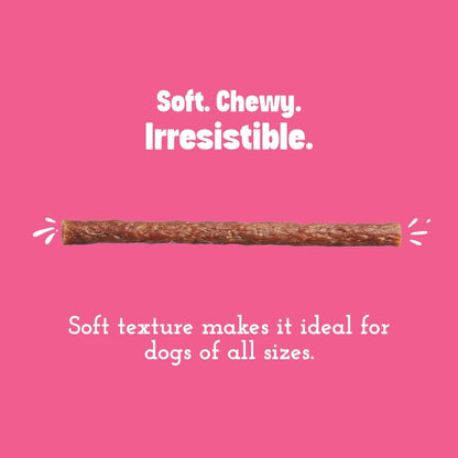 PETS EMPIRE BARKBITES Strawberry Milk Dog Chew Sticks | Soft Chewy Dog Treats | Grain-Free High Protein Training Snacks | Made with Real Milk & Chicken | Healthy Treat for Puppies & Dogs | 100g