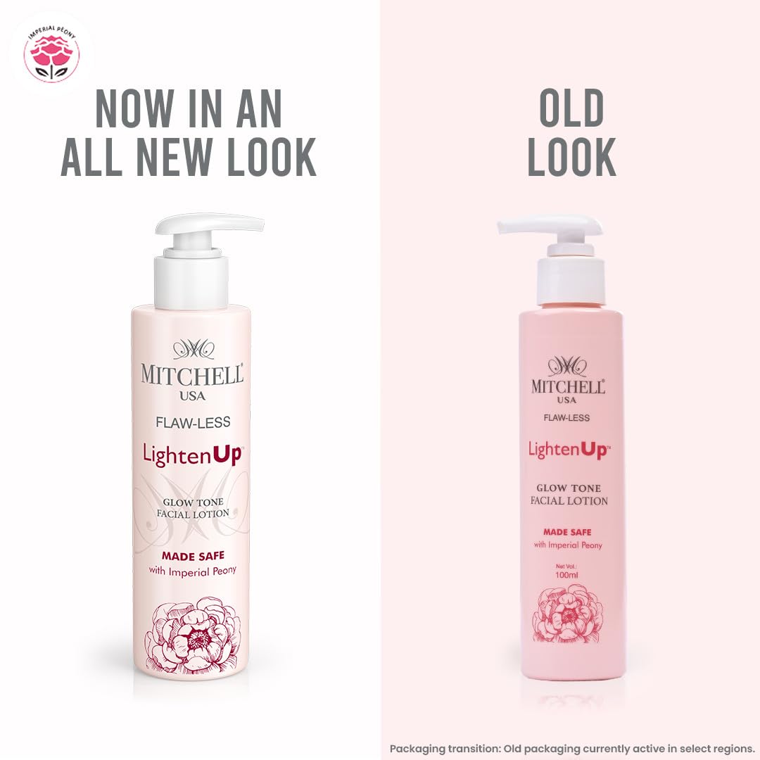Mitchell USA Flawless Lighten Up Glow toner | hydrating face toner with imperial peony petal, alpha arbutin and vitamin E | Korean-inspired pore tightening and brightening toner for glowing skin | for women and men | 100 ml