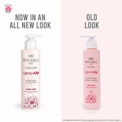 Mitchell USA Flawless Lighten Up Glow toner | hydrating face toner with imperial peony petal, alpha arbutin and vitamin E | Korean-inspired pore tightening and brightening toner for glowing skin | for women and men | 100 ml