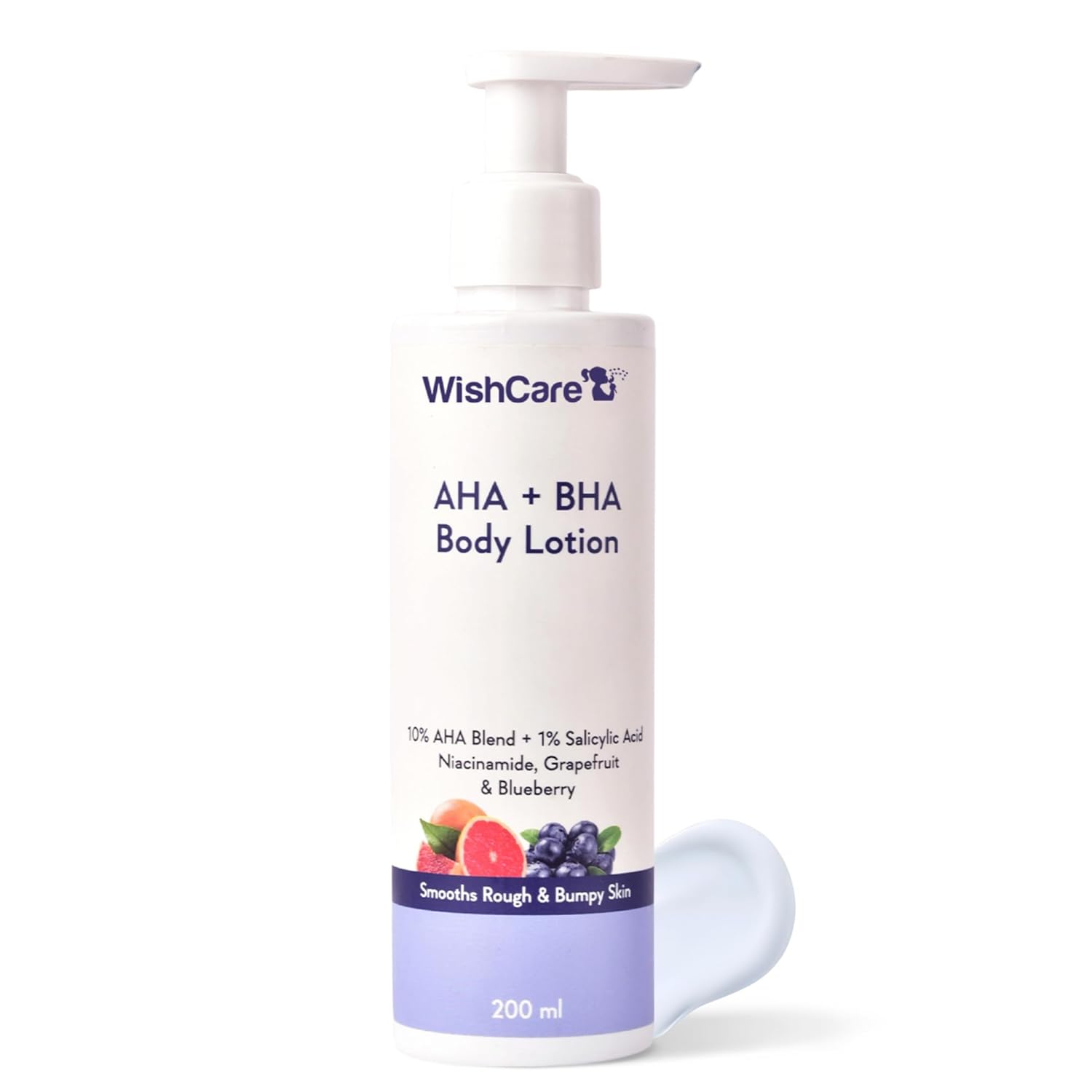 WishCare AHA + BHA Body Lotion bottle on a white background