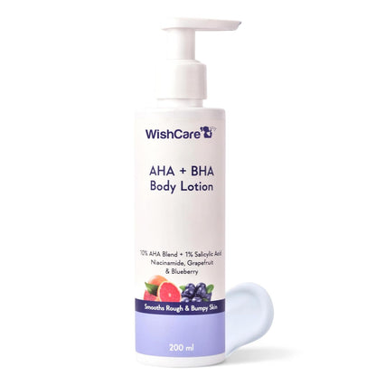 WishCare AHA + BHA Body Lotion bottle on a white background