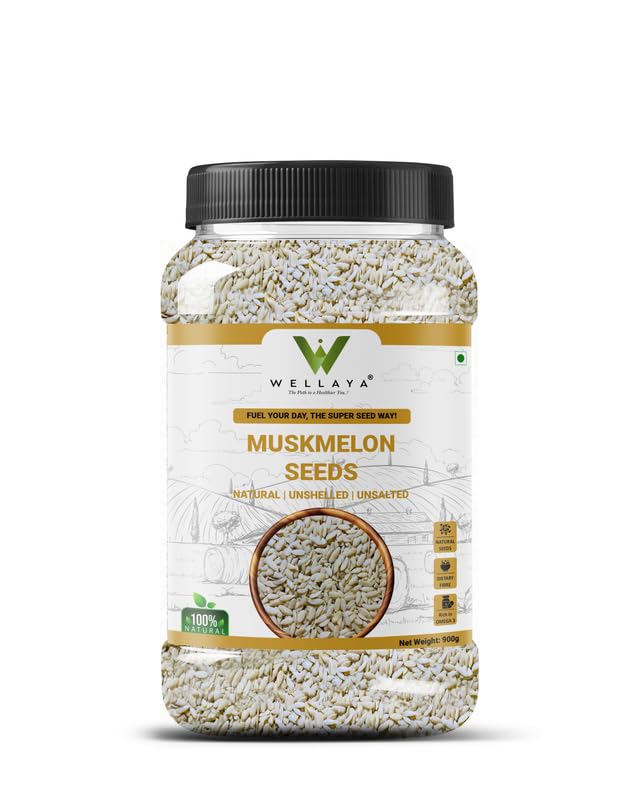 WELLAYA Muskmelon Seeds | Kharbooj Magaz Beej For Weight Loss | Healthy Diet Kharbuja Seeds | Rich in Omega-3, Antioxidants & Nutrients | Boosts Immunity, Energy & Digestion