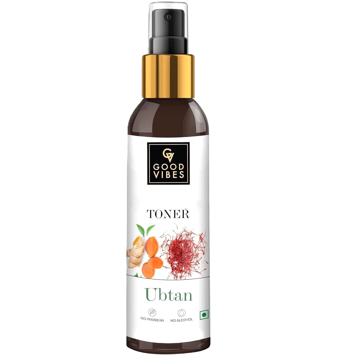 Good Vibes Ubtan Insta Glow Toner, 120 ml | Refreshing Hydrating Detoxifying Face Toner for All Skin Types | With Turmeric, Saffron, Vitamin B3 | Vegan, No Alcohol, Parabens, Sulphates & Mineral Oil