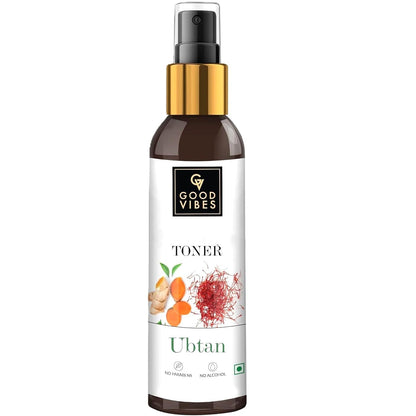 Good Vibes Ubtan Insta Glow Toner, 120 ml | Refreshing Hydrating Detoxifying Face Toner for All Skin Types | With Turmeric, Saffron, Vitamin B3 | Vegan, No Alcohol, Parabens, Sulphates & Mineral Oil