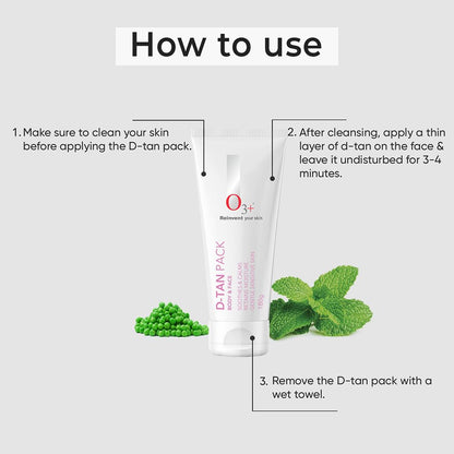 O3+ D-TAN Pack For Instant Tan Removal For all skin Types 180 gm