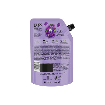 LUX, Black Orchid & Juniper Oil Bodywash, Refill Pack, 400 ml, for Soft and Glowing Skin, with Glycerin, Long Lasting Fragrance, Paraben Free, for Women