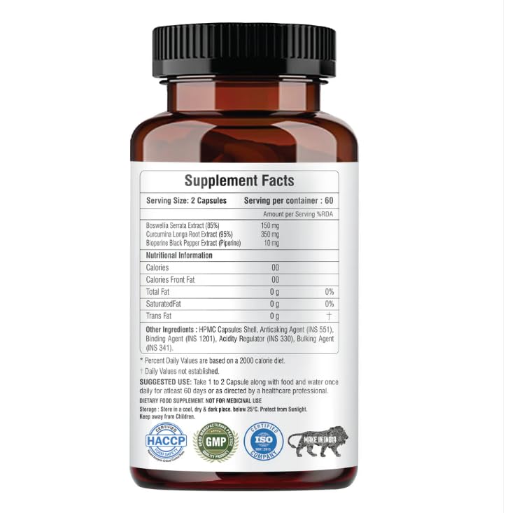 Supplement bottle with label showing 'Supplement Facts' and certification logos on a white background