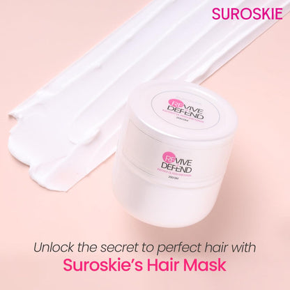 Suroskie Unscented Revive & Defend Instant Glass Hair Mask 200 Gm | Hydrolyzed Keratin & Murmuru Butter | Spa Treatment At Home For Dry Frizzy Hair | Intense Damage Repair Mask For Men & Women