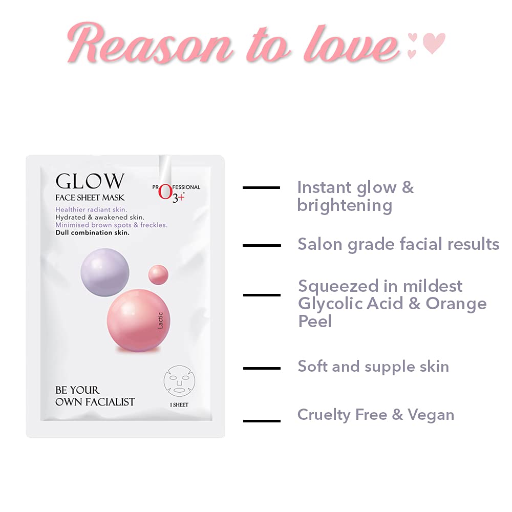O3+ Facialist Glow Sheet Mask Hydrates and awakens skin Minimized brown spots and Freckles (30g)