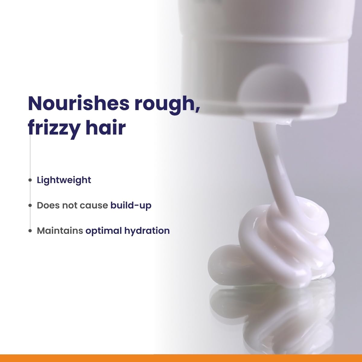 White hair care product with text on a white background