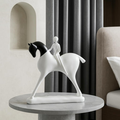Modern Artistic Horse and Rider Figurine | Resin Home Decor Accent | Unique Art Piece for Living Room, Office, or Entryway | Elegant and Sleek Design
