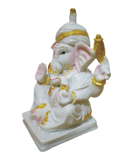 Ganesha Ganesh Ganpati Gajanan Statue Idol Murti Gift Item Decorative Showpiece Multicolor Polyresin Pack of 1 (B006)