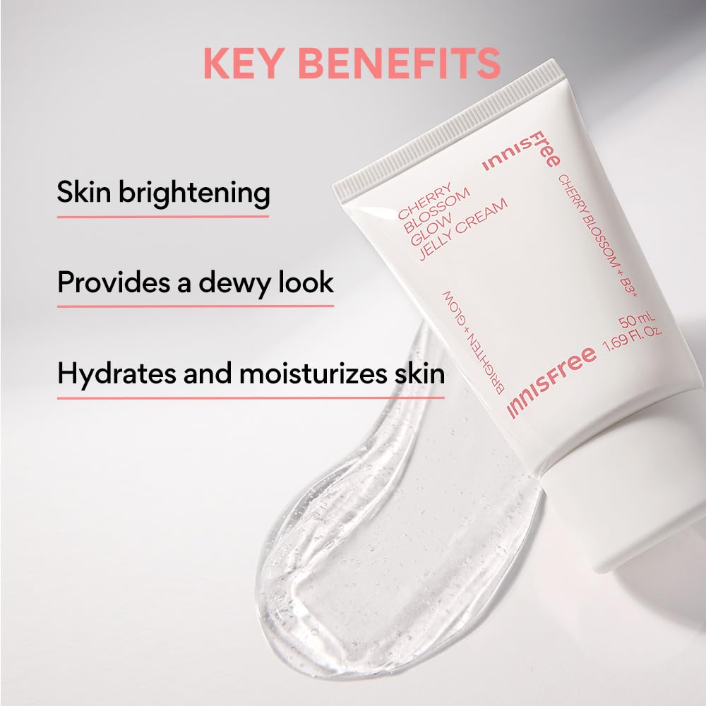 Innisfree Jeju Cherry Blossom Jelly Cream 50ml with Niacinamide | Korean Skin Moisturiser for Glowing, Hydrated Skin, Lightweight Gel & Soothing Formula for a Fresh & Radiant Look-50ml