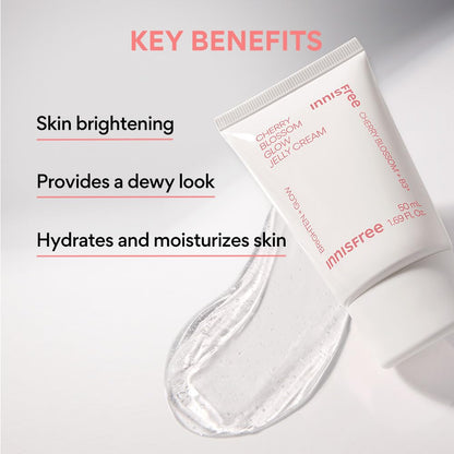 Innisfree Jeju Cherry Blossom Jelly Cream 50ml with Niacinamide | Korean Skin Moisturiser for Glowing, Hydrated Skin, Lightweight Gel & Soothing Formula for a Fresh & Radiant Look-50ml