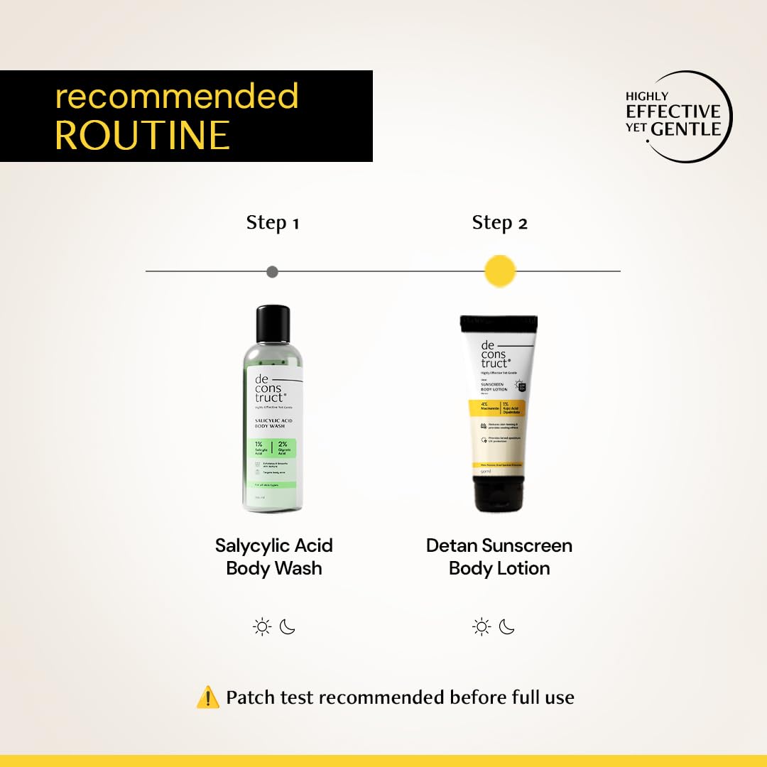 Two skincare products with a recommended routine on a light background
