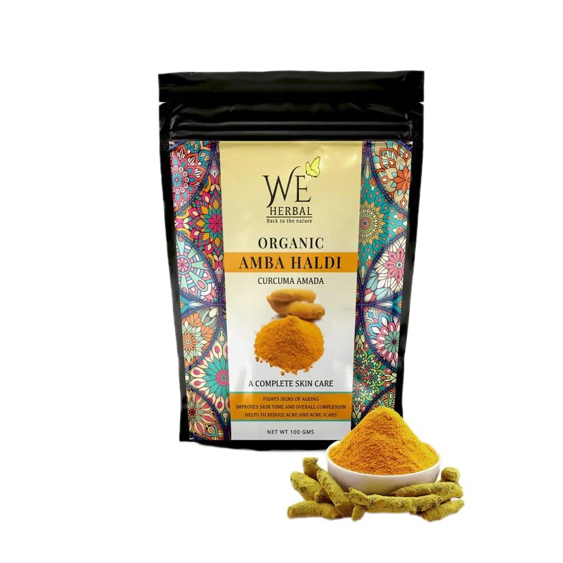 WE HERBAL Amba Haldi Powder for Skin 50g, Pure medicinal Turmeric Powder for Face and Body Care, Helps Reduce Pigmentation Tan and Dark Spots, Provides Instant Glow, Natural Herbal Skincare