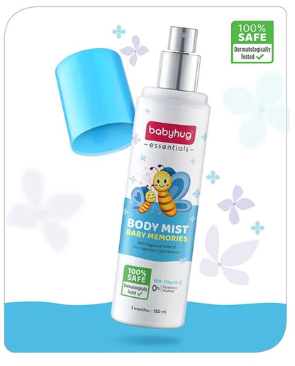 Babyhug Baby Memories Body Mist - 150ml | Hydrate on-the-go with super-light, fast-absorbing Vitamin E | IFRI Certififed Allergen Free Fragrance