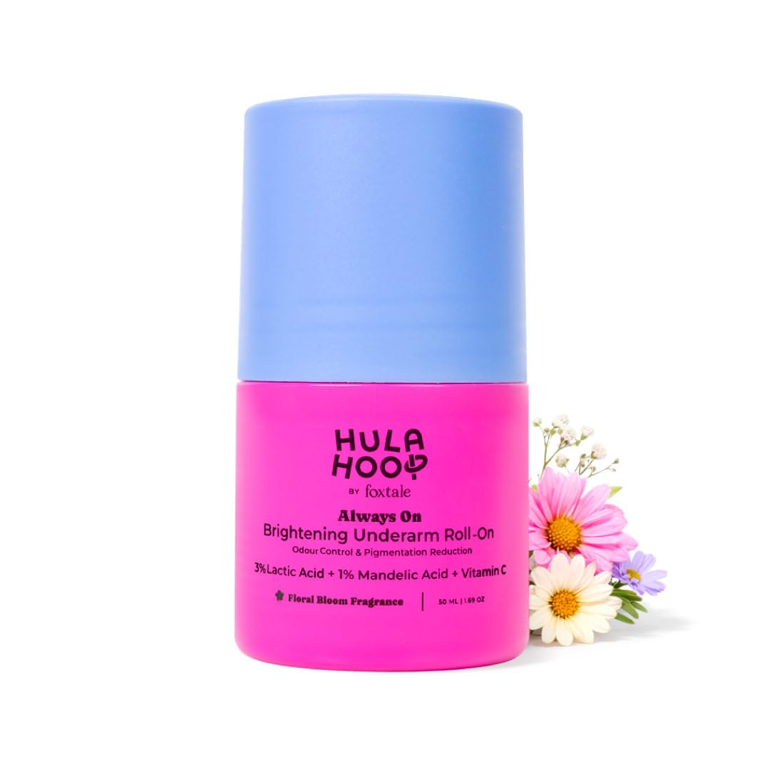 FoxTale Hula Hoop Brightening Underarm Roll-On by Foxtale | 5% Vitamin C + AHAs | Brightens Underarms & Controls Odour | Floral Bloom Scent | 50ml