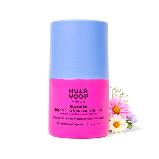 FoxTale Hula Hoop Brightening Underarm Roll-On by Foxtale | 5% Vitamin C + AHAs | Brightens Underarms & Controls Odour | Floral Bloom Scent | 50ml