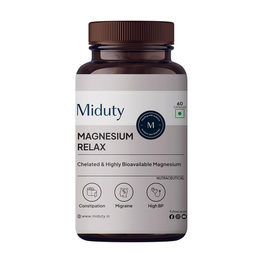 Zephivo Miduty Palak Notes Magnesium Relax Supplement Tablets - Best Magnesium Bis glycinate For Men and Women- Magnesium Oxide Vitamin B6 B5 - Leg cramps - Muscle Cramp-Migraine -Good Sleep-60 Capsules