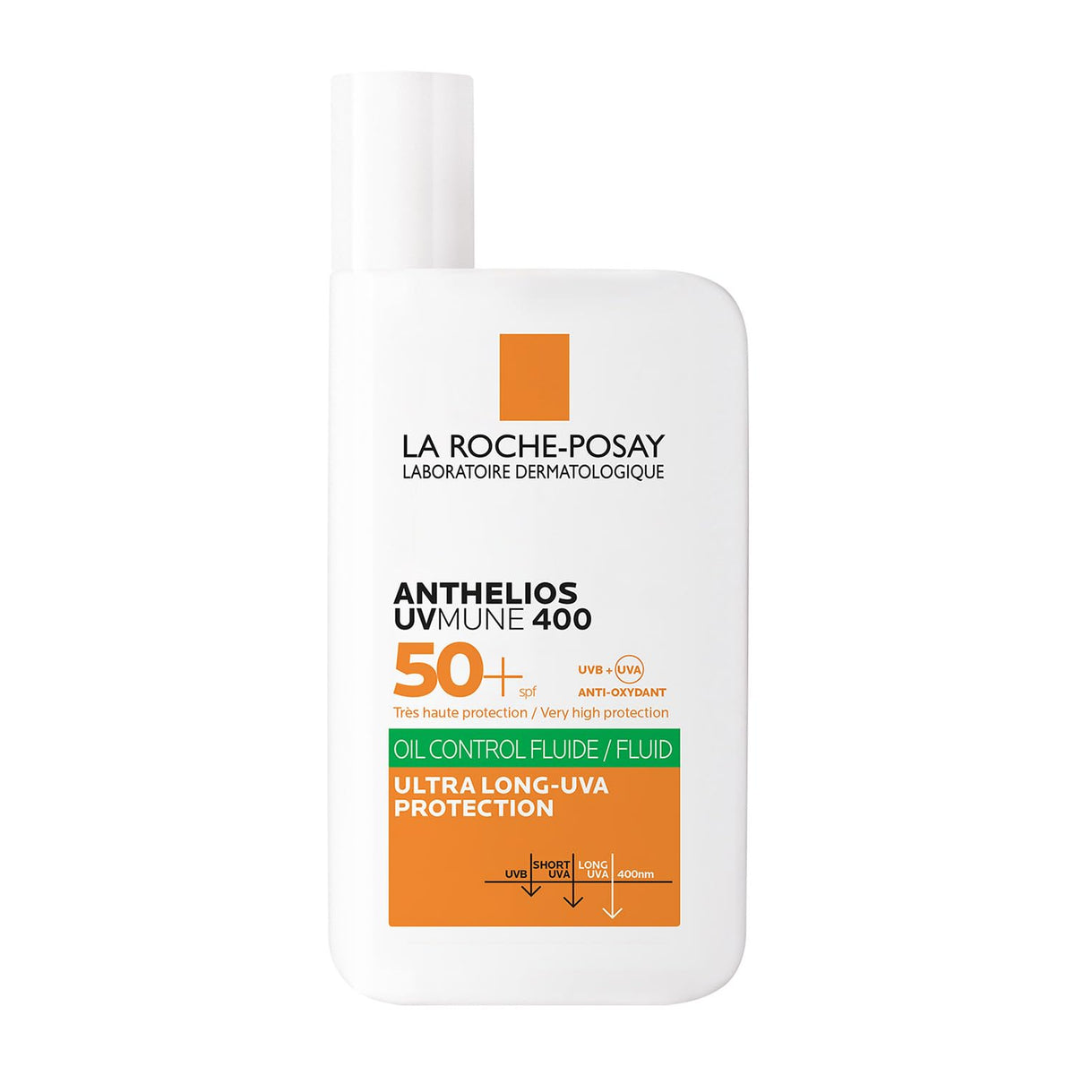 La Roche-Posay sunscreen bottle on a white background