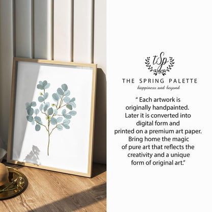 Eucalyptus Botanical Wall Painting| Modern Art Painting For Living Room Bed Room And Office | 11 X 14 Inches (Natural Frame)