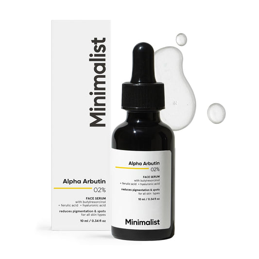 Minimalist Dark Spots Removal Serum with 2% Alpha Arbutin for Hyperpigmentation | Suitable for All Skin Type | Face Serum for Blemishes, Acne Marks & Tanning with Hyaluronic Acid & Butylresorcinol | 30 ml