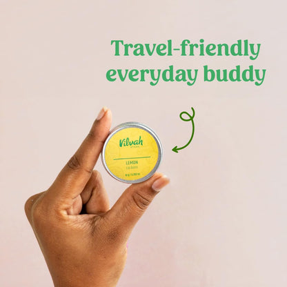 Vilvah Lemon Lip Balm | Reduces Lip Pigmentation & Heals Dry, Damaged Lips | Moisture Lock & Barrier Protection Formula | With Lemon Essential Oil, Shea Butter & Avocado Oil | Travel-Friendly | 10g
