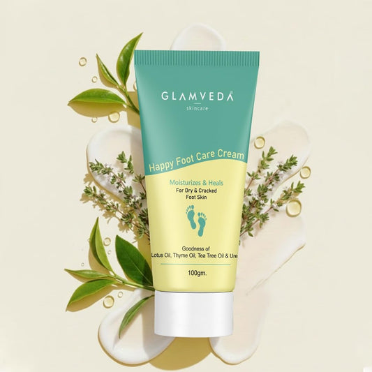 Glamveda Happy Foot cream | Crack Heel Repair Cream for Women | Deep Moisturizing Foot Cream & Crack Cream for Smooth Skin| Suitable for all skin types | 100gm