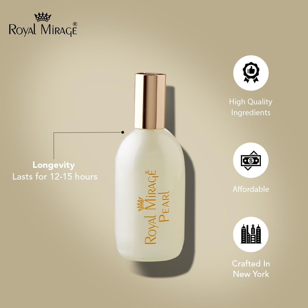 Royal Mirage Pearl Eau de Cologne | Long-Lasting Perfume for Women | Fresh & Elegant Fragrance | Bergamot, Honey & Sandalwood Notes | Versatile Everyday Wear | Gift for Woman | 120ml