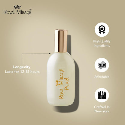 Royal Mirage Pearl Eau de Cologne | Long-Lasting Perfume for Women | Fresh & Elegant Fragrance | Bergamot, Honey & Sandalwood Notes | Versatile Everyday Wear | Gift for Woman | 120ml