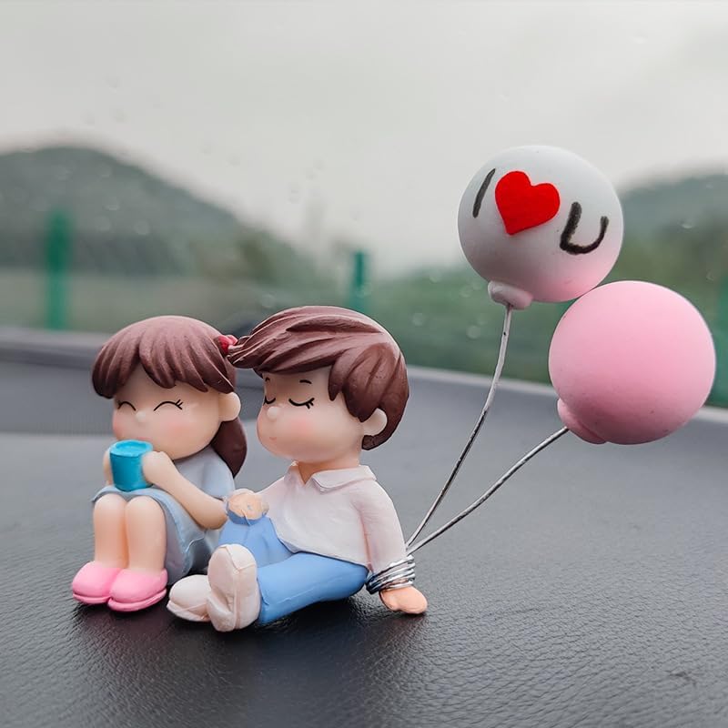 Cute Sweety Lovers Relaxing Coffee Couple Showpiece Figurine | Romantic Miniature Gift for Girlfriend, Boyfriend & Couples | Valentine’s Day Gift, Home Decor & Fairy Garden Statue