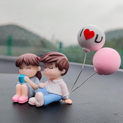 Cute Sweety Lovers Relaxing Coffee Couple Showpiece Figurine | Romantic Miniature Gift for Girlfriend, Boyfriend & Couples | Valentine’s Day Gift, Home Decor & Fairy Garden Statue