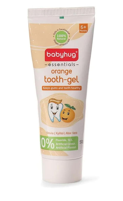 Babyhug Orange Flavoured Tooth Gel for Ages 6 Months+ |100% Natural Ingredients Fluoride Free No SLS/SLES- 50 g (1)