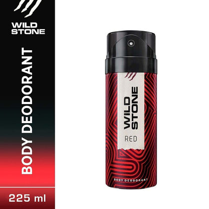 Wild Stone body deodorant spray bottle with red and black design on a white background