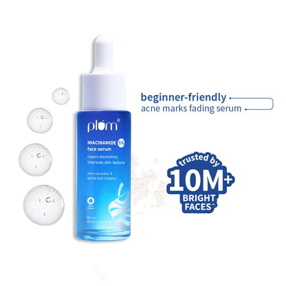 Plum 5% Niacinamide & Rice Water Beginner Friendly Face Serum 30ml | Provides Clear, Glowing & Brightening Skin | Women & Men | All Skin Types