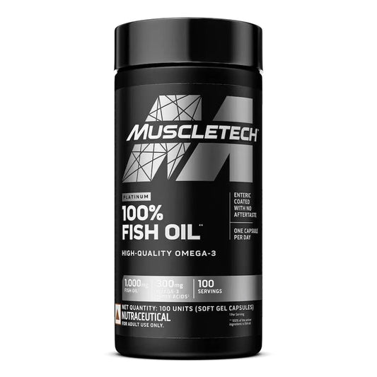 MuscleTech Platinum Fish Oil For Men And Women, 1000Mg Omega 3 With 180 Mg Epa & 120 Mg Dha For Heart, Joints & Brain Health, 100 Softgels, 1 count, 100 servings