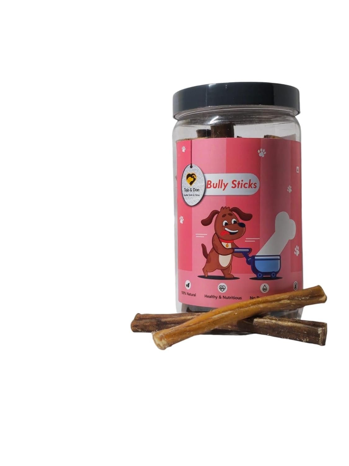 Tojo & Don Bully Sticks for Dogs-(500gms) No Preservatives, Natural & Healthy Dog Chews and Treats for All Sized Dogs,Dental Care, Hard Chews, High Protein, Single Ingredient, for Bones, Skin and Joints.