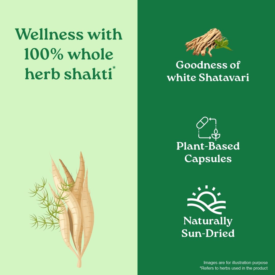 A TATA Product -Organic India Shatavari Capsules, 60 Capsules, Supports Women’s Health, Whole Herb*, Certified Organic, No Added Fillers or Chemicals