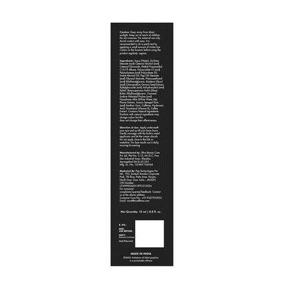 Black label with white text on a white background