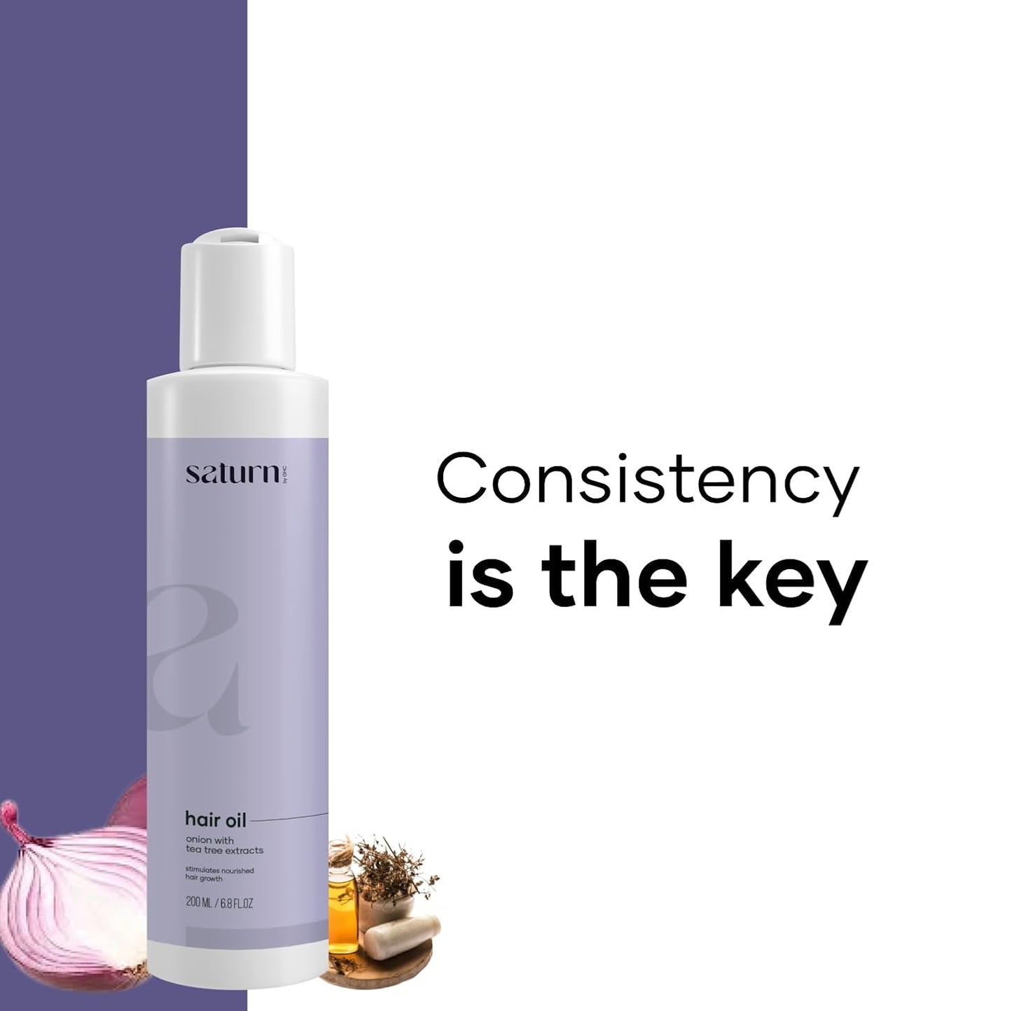 Saturn by GHC Hair Growth Oil For Hair Fall, Stronger, Thicker Hair With Onion Oil & Bhringraj Oil, Paraben Free, SLS & Sulphate Free, 200 ml