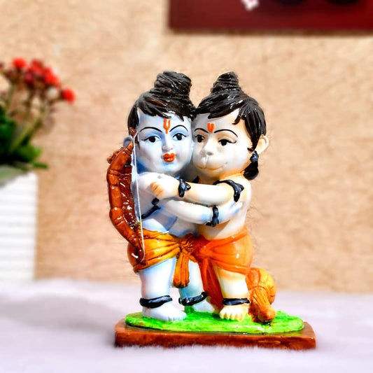 Lord Ram and Hanuman Idol | Bhagwan Ram and Hanuman Statue Hugging Each Other| Jai Shri Ram Figurine/Showpiece for Home Decoration, Gifting, Temple, Office