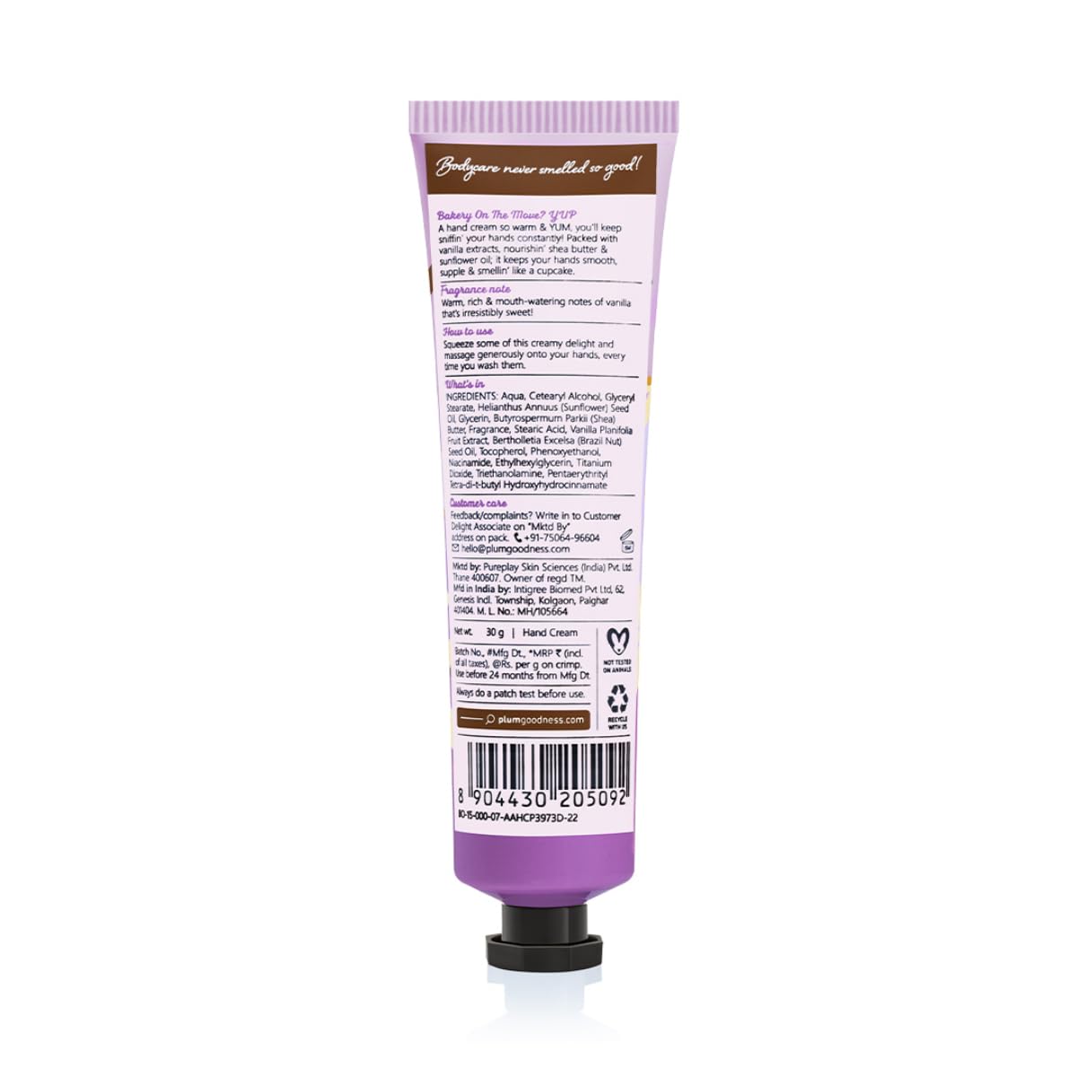 Plum BodyLovin' Vanilla Vibes Hand Cream | Ultra Moisturizing With Shea Butter | Non-Greasy & Lightweight | Irresistible Warm Vanilla Fragrance | Travel Friendly | 30g