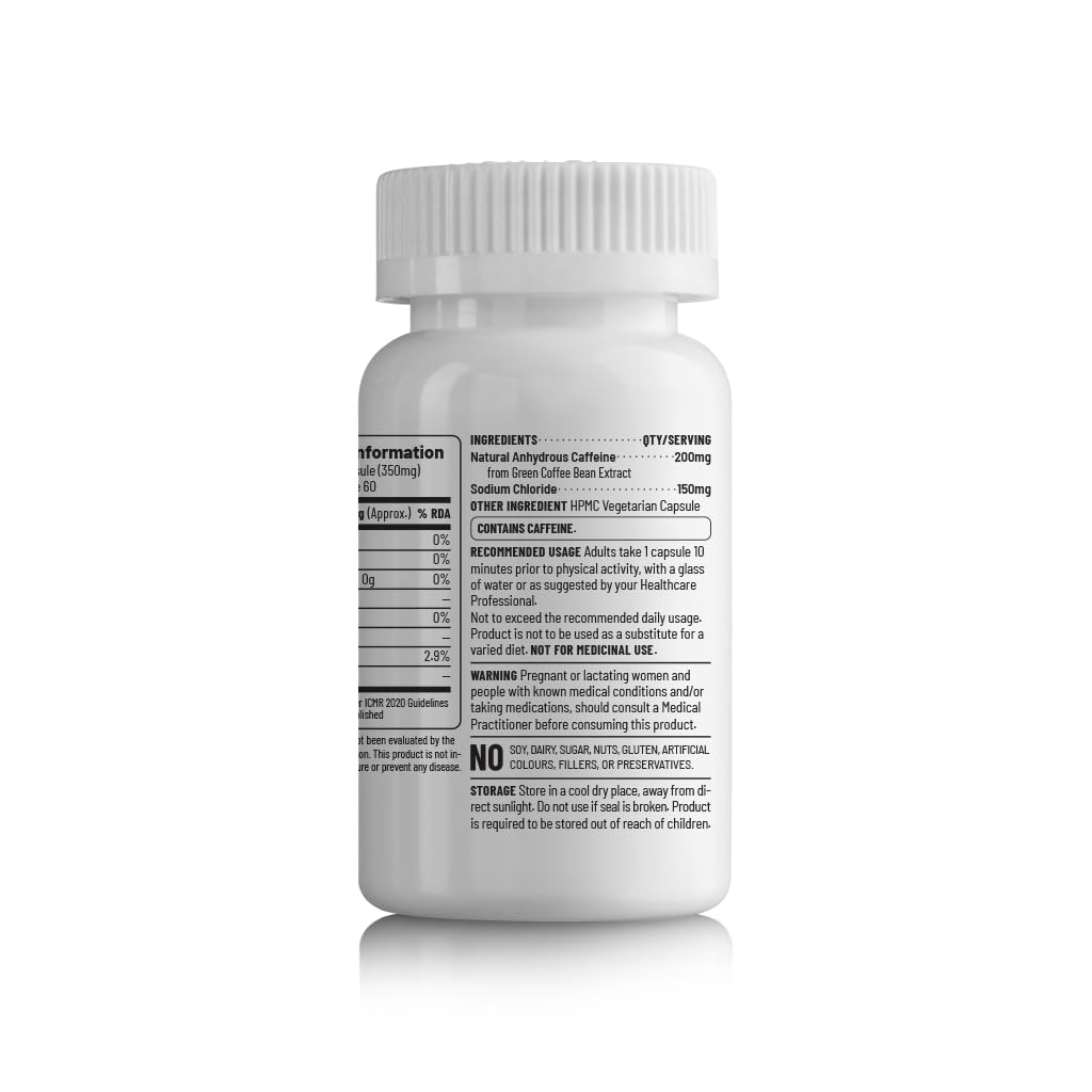 Zephivo Unived Natural Caffeine Capsules 200mg, for Energy & Alertness, 60 Vegan Capsules
