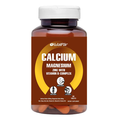 WALPAR Calcium Citrate Supplement 1300mg with Magnesium Zinc Vitamin D3 D B12 B Complex Ideal for Bone and Muscle support & Joint health Ideal for Men Women (1)