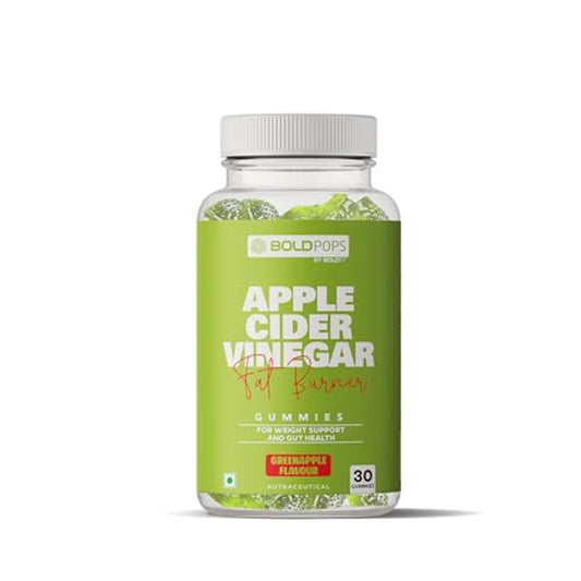 Boldfit Boldpops Apple Cider Vinegar Gummies with Mother and Vitamin B12 for Digestion Immunity Energy Support Green Apple Flavour Gluten Free 30 Gummies