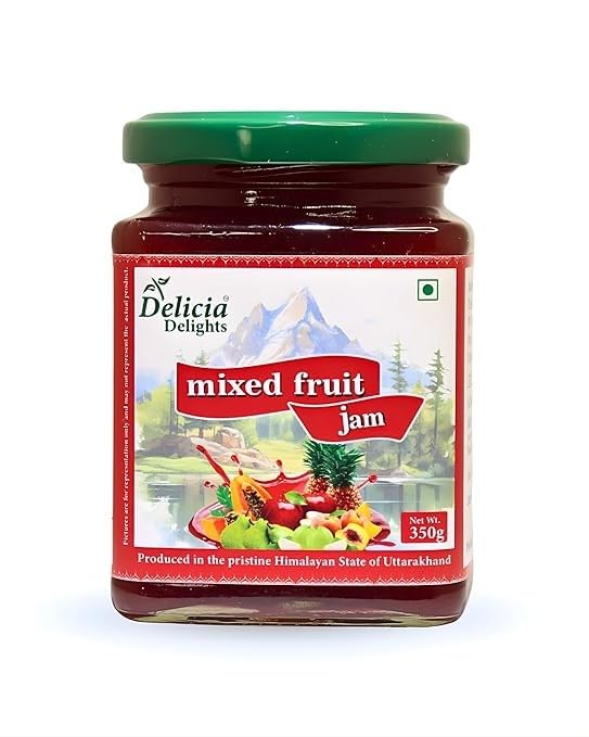 Delicia Delights Mixed Fruit Jam – 350g | Made with Real Fruits | Natural Fruit Spread | Produced in the Pristine Himalayan State of Uttarakhand