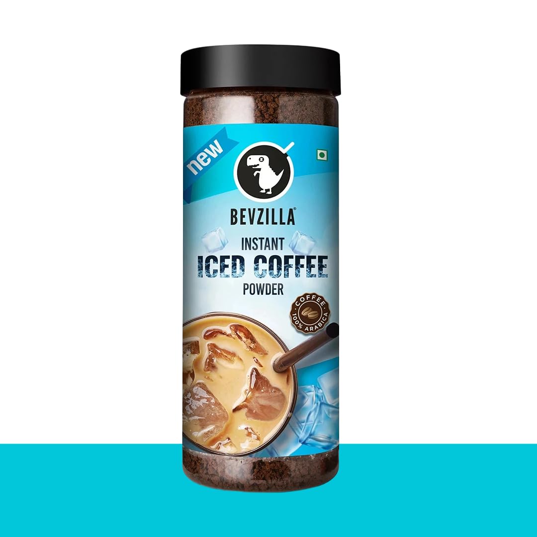 Bevzilla 200 Gram Instant Iced Coffee Powder | Make 100 Cups|Arabica Strong Coffee|Cold Coffee | Unbreakable Jar