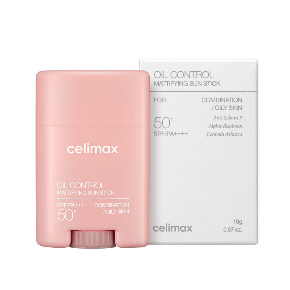 celimax Oil Control Mattifying Sun Stick SPF50+ PA++++ (19g) Korean Sunscreen Stick, Matte, Oil-Controlling, Non-Greasy UV Protection, Lightweight, No White Cast, Sweat-Resistant Daily Sun Care for Oily, Combination & Sensitive Skin