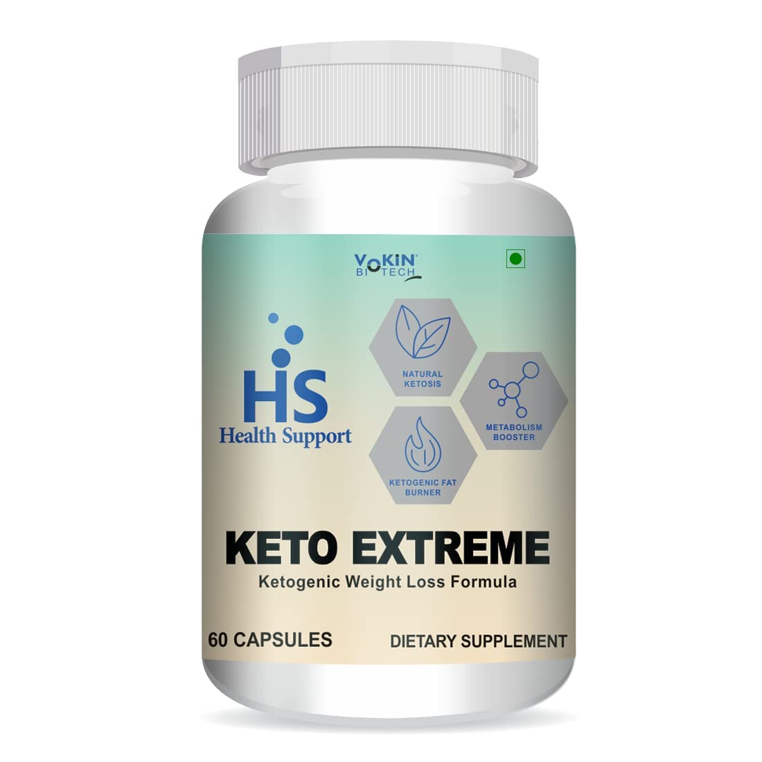 Keto Extreme dietary supplement bottle with Health Support branding on a white background